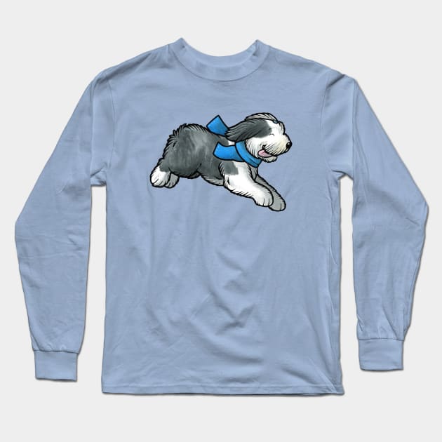 Old English Sheepdog Long Sleeve T-Shirt by animalartbyjess